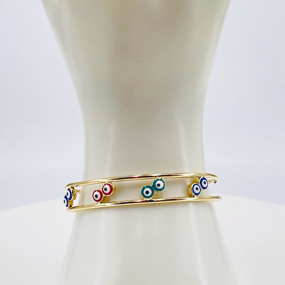 Gold Plated Evil Eye Cuff Bracelets